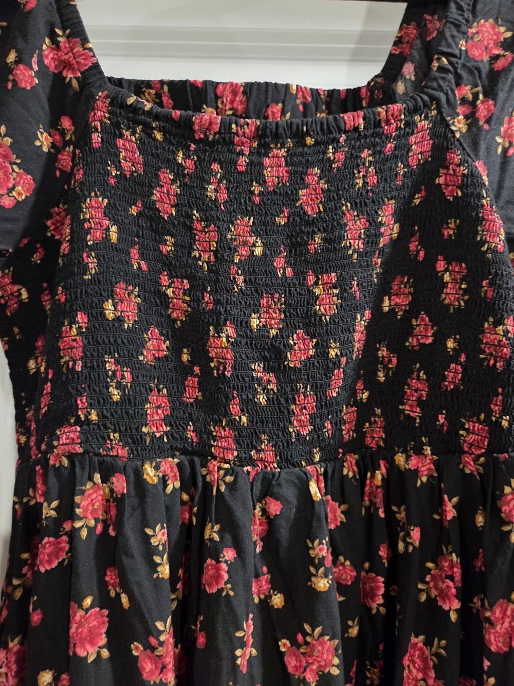 Old Navy Floral Smocked Square Neck Long Sleeve Mini Dress Medium - Picture 3 of 8